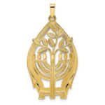14k Polished Hollow Large Menorah and Tree of Life Pendant