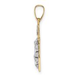 14k Two-tone Polished Solid INRI Crucifix Pendant - Image 2