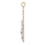 14k Two-tone Polished Solid INRI Crucifix Pendant - Image 2