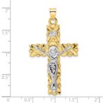 14k Two-tone Polished Solid INRI Crucifix Pendant - Image 3