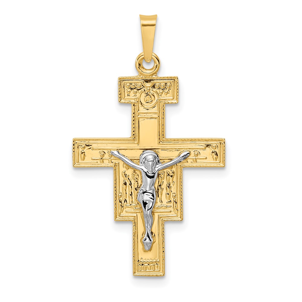 XR2053.jpg 14k Two-tone Solid Crucifix Pendant - Image 1