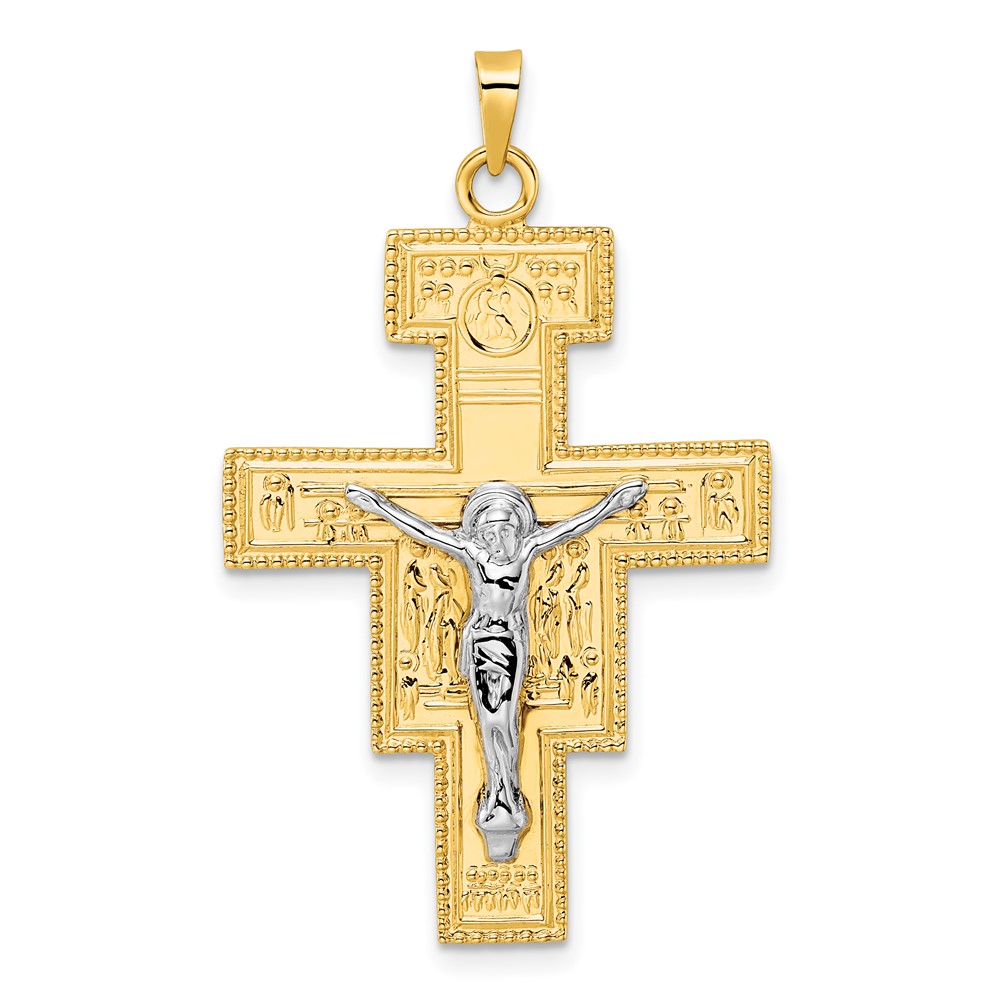 XR2054.jpg 14k Two-tone Polished Fancy Solid Cross Pendant - Image 1