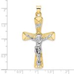 14k Two-tone Large Polished Solid INRI Crucifix Pendant - Image 3