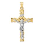 14k Two-tone Large Solid INRI Crucifix Pendant