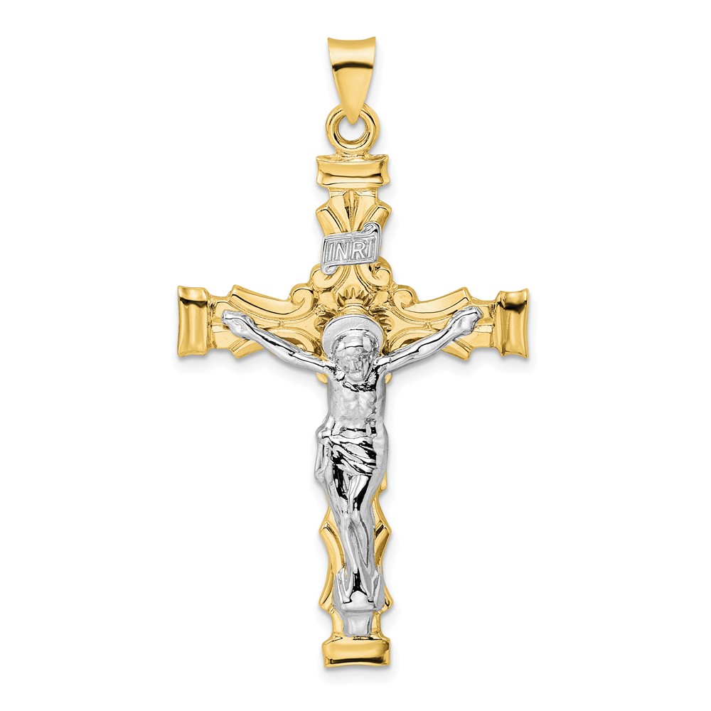 XR2064.jpg 14k Two-tone Large Solid INRI Crucifix Pendant - Image 1