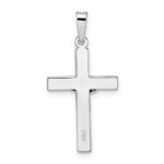 14k White Gold Polished Solid INRI Striped Crucifix Pendant - Image 4