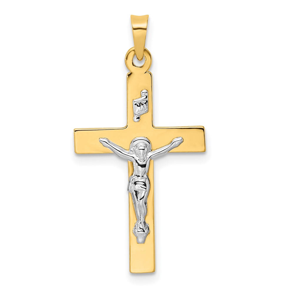 XR2068.jpg 14k Two-tone Polished Solid INRI Crucifix Pendant - Image 1