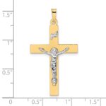 14k Two-tone Polished Solid INRI Crucifix Pendant - Image 3