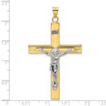 14k Two-tone Polished Solid INRI Crucifix Cross Pendant - Image 3