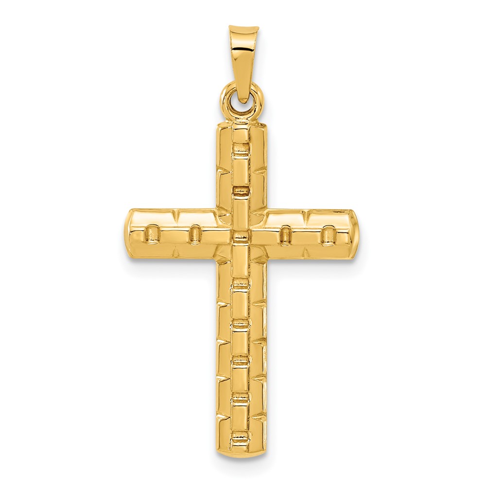 XR2079.jpg 14k Polished and Textured Hollow Latin Cross Pendant - Image 1