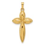 14k Polished Hollow Beaded Edge Passion Cross Pendant
