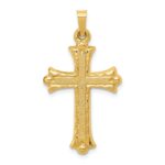 14k Hollow Fleur De Lis Cross Pendant