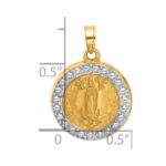 14k and White Rhodium Polished and Satin Hollow Our Lady of Guadalupe Medal Round Pendant - Image 4