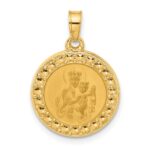 14k Polished and Satin Hollow Our Lady of Mt. Carmel Medal Round Pendant