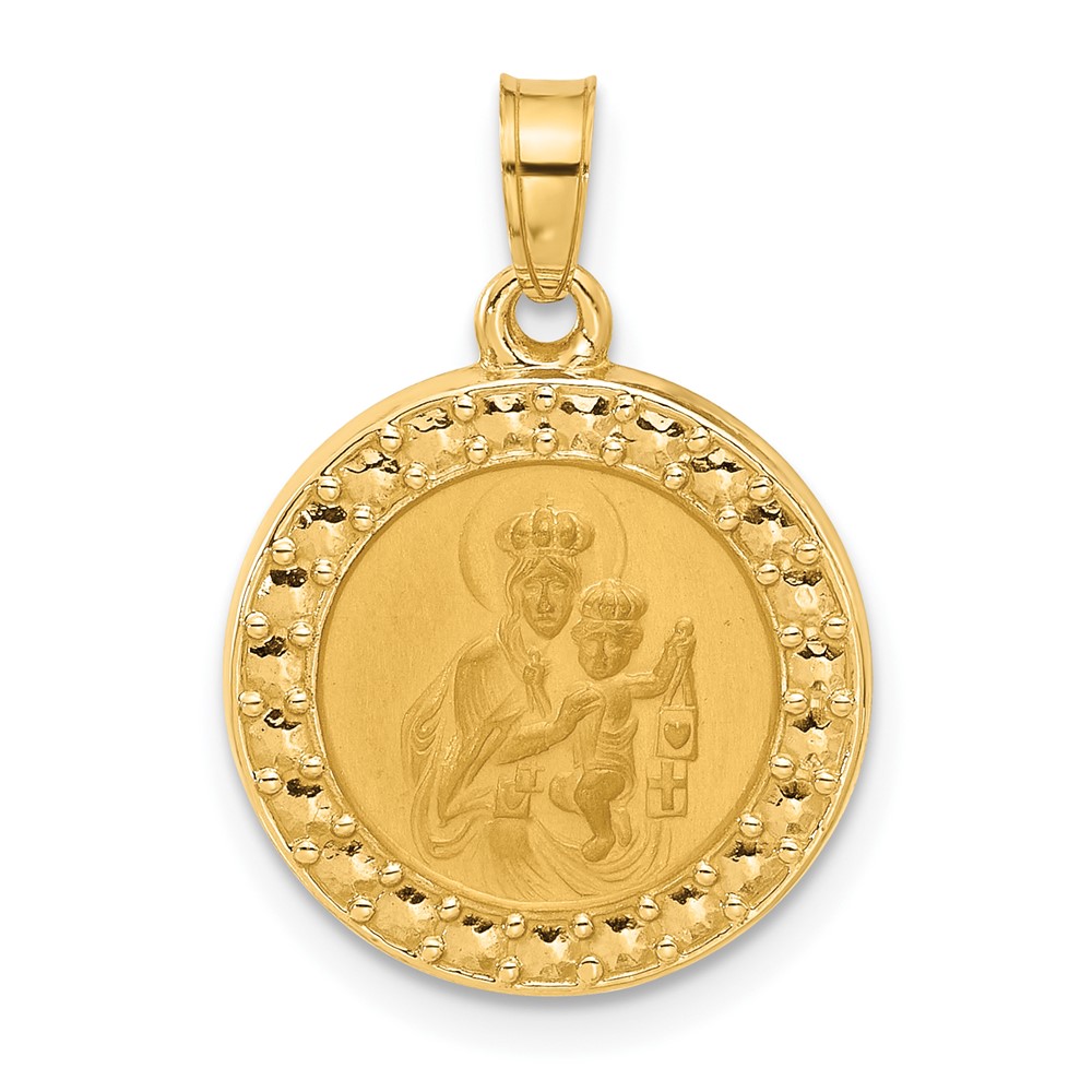 XR2103.jpg 14k Polished and Satin Hollow Our Lady of Mt. Carmel Medal Round Pendant - Image 1