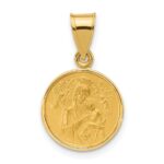 14k Polished and Satin Solid Our Lady of Perpetual Help Medal Round Pendant