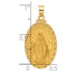 14k Polished and Satin Solid Miraculous Medal Oval Pendant - Image 4