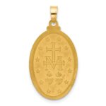 14K and White Rhodium Polished and Satin Solid Miraculous Medal Oval Pendant - Image 3