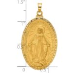 14k Polished and Satin Solid Miraculous Medal Oval Pendant - Image 4