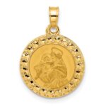 14K Polished and Satin Hollow St Anthony Medal Round Pendant