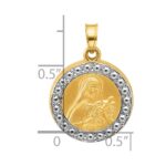 14k with White Rhodium Polished and Satin Hollow St. Theresa Medal Round Pendant - Image 4