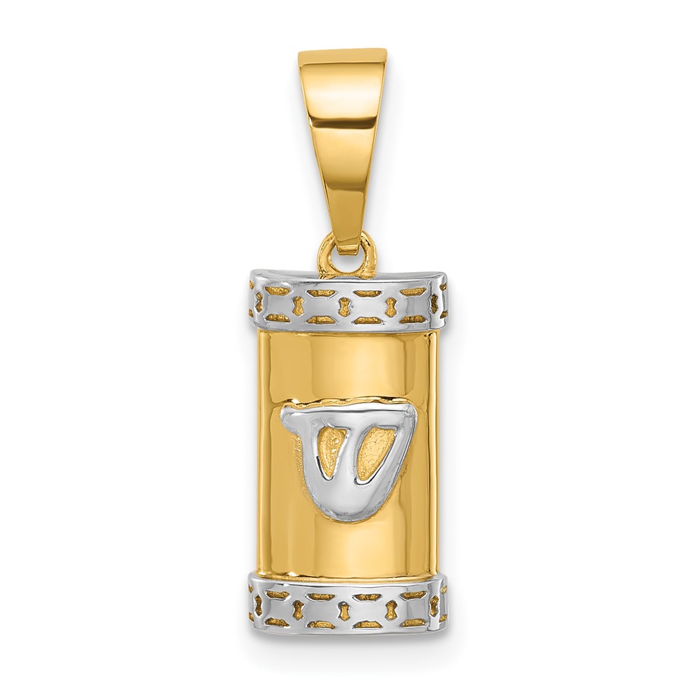 XR2154.jpg 14k with White Rhodium Polished Mezuzah with Shin Pendant - Image 1