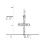 14k White Gold Polished CZ Latin Cross Pendant - Image 4