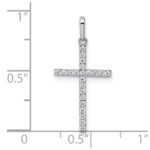 14k White Gold Polished CZ Latin Cross Pendant - Image 4