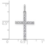 14k White Gold Polished CZ Latin Cross Pendant - Image 4