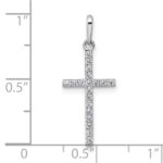 14k White Gold Polished CZ Latin Cross Pendant - Image 4