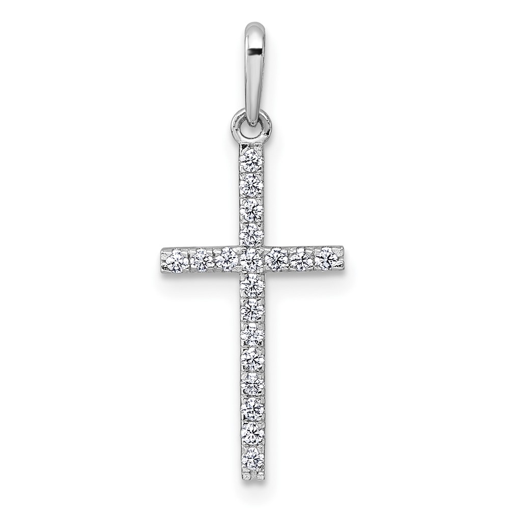 XR2168.jpg 14k White Gold Polished CZ Latin Cross Pendant - Image 1