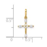 14k Polished and Beaded Fancy CZ Cross Charm / Pendant - Image 4