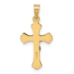 14k with White Rhodium Polished Fleur de Lis INRI Crucifix Cross Pendant - Image 3
