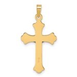 14k with White Rhodium Polished Fleur de Lis INRI Crucifix Cross Pendant - Image 3