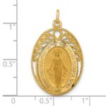 14k Polished and Satin Semi-solid Miraculous Medal in Frame Oval Pendant - Image 4