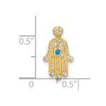 14k Polished White and Blue CZ Hamsa Chain Slide Pendant - Image 4