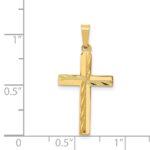 14k Diamond-cut Hollow Cross Pendant - Image 3