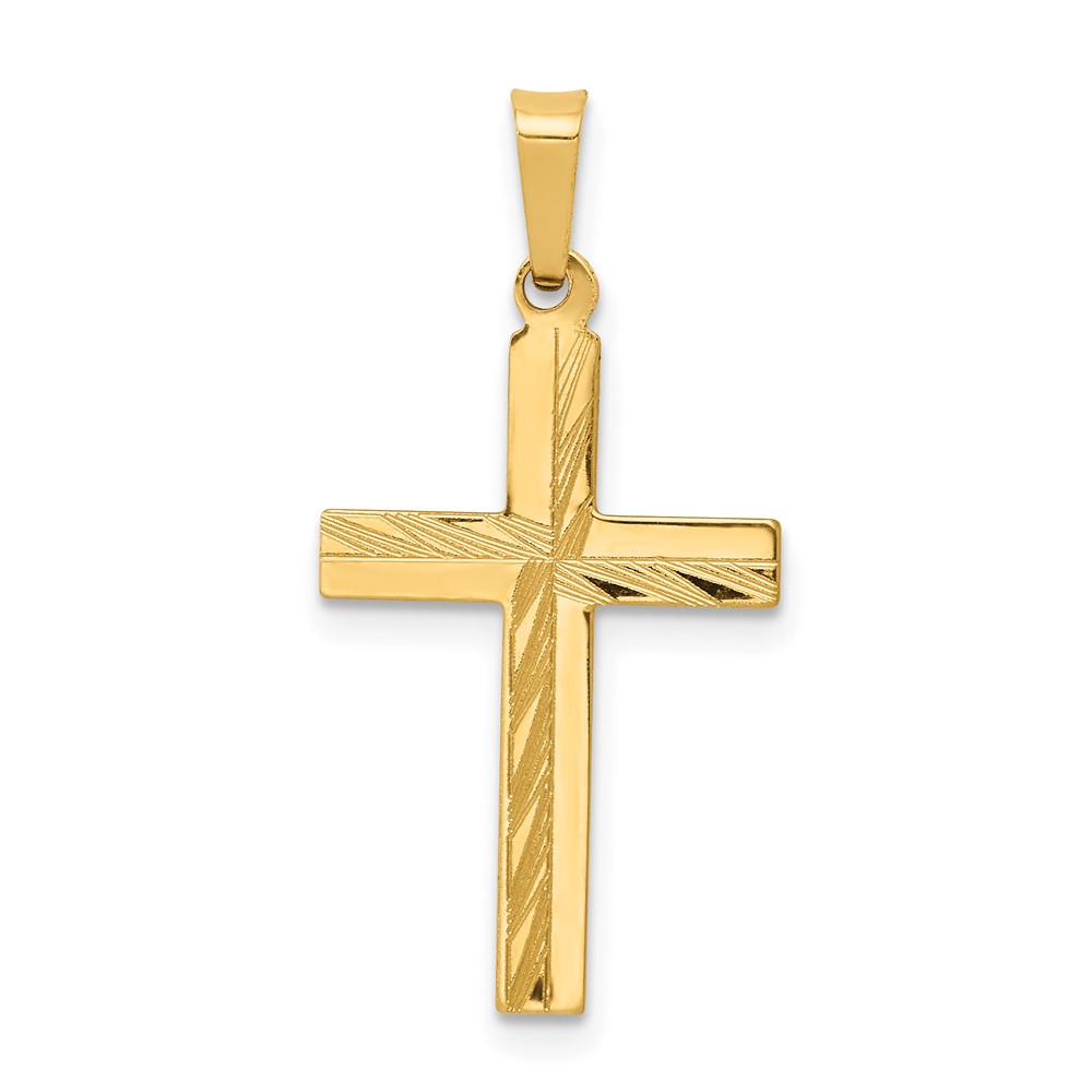 XR235.jpg 14k Diamond-cut Hollow Cross Pendant - Image 1