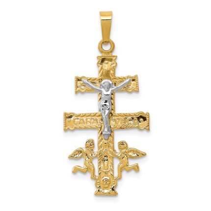 14k Two-tone Cara Vaca Crucifix Pendant
