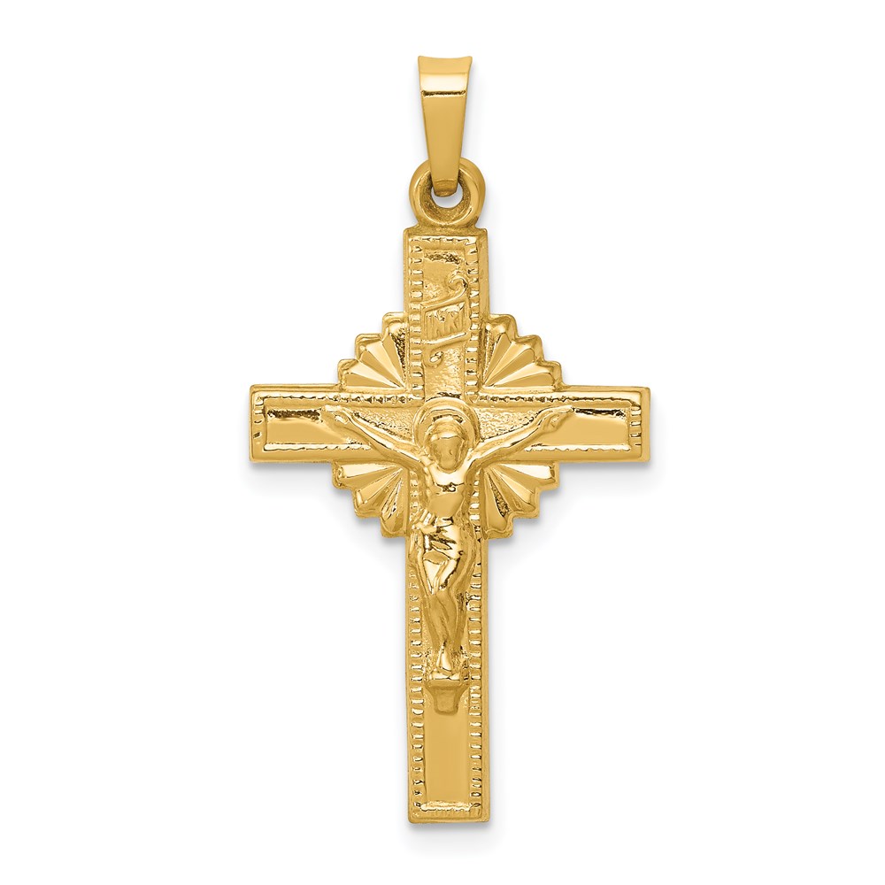 XR287.jpg 14k INRI Hollow Iona Crucifix Pendant - Image 1