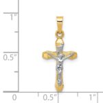 14k Two-tone INRI Hollow Crucifix Pendant - Image 3