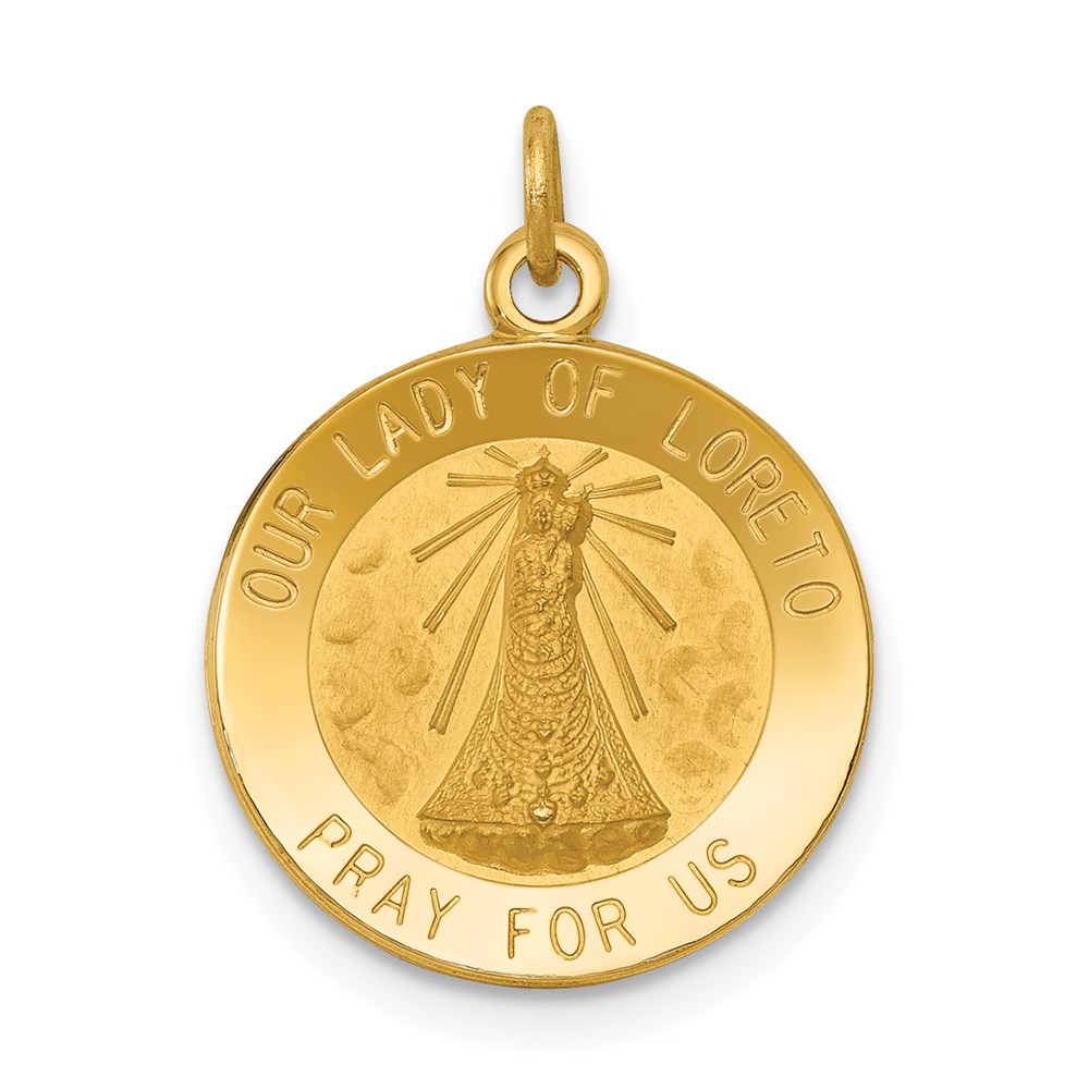 XR343.jpg 14k Polished and Satin Solid Our Lady of Loreto Medal Round Charm - Image 1