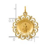 14k Polished and Satin Solid Infant of Prague Medal Scalloped Edge Round Charm - Image 3