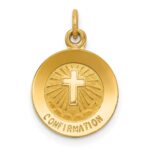 14k Polished and Satin Solid CONFIRMATION with Cross Charm