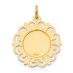 14k Polished and Satin Solid Sacred Heart of Jesus Medal Scalloped Edge Round Charm - Image 4