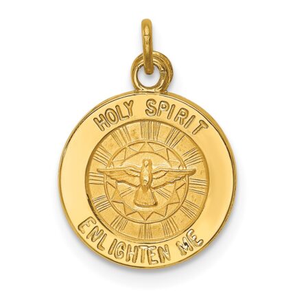 14k Polished and Satin Solid Holy Spirit Medal Charm