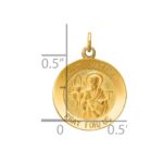 14k Polished and Satin Solid Saint Matthew Medal Round Charm - Image 3