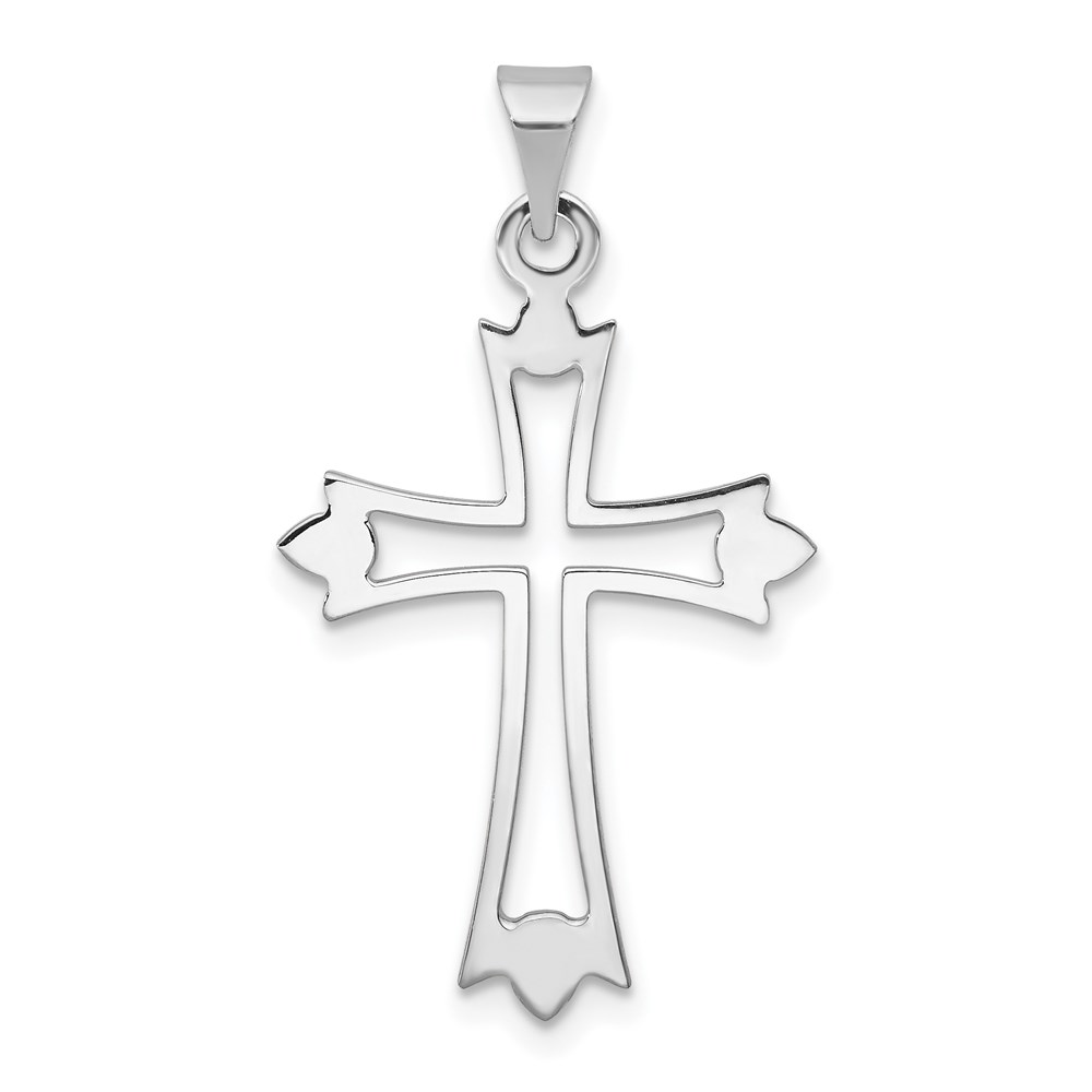 XR469.jpg 14k White Gold Budded Cross Pendant - Image 1