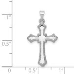 14k White Gold Budded Cross Charm - Image 3
