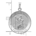 14k White Gold Polished and Satin Solid Saint Christopher Medal Pendant - Image 3